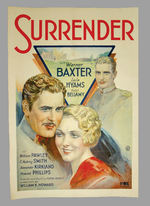 "SURRENDER" LINEN-MOUNTED POSTER.