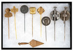 PAINT AND BUILDING PRODUCTS GROUP OF EIGHT STICKPINS PLUS TWO AD NOVELTIES.