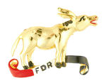 "FDR" BEAUTIFUL METALLIC RWB & GOLD LUSTER DONKEY PIN.