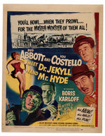 "ABBOTT AND COSTELLO MEET DR. JEKYLL AND MR. HYDE" WINDOW CARD.