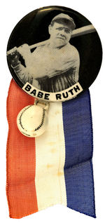 “BABE RUTH” STADIUM-STYLE BUTTON ISSUED AS 1948 MEMORIAL.