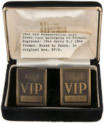 TRUMAN SUSPENDERS AND PERSONALLY OWNED "HARRY S. TRUMAN/VIP/1944" CUFF LINKS.