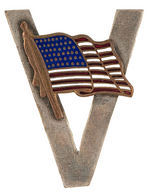 FIVE "STERLING" LARGE VICTORY PINS EACH WITH A UNIQUE FEATURE.