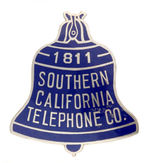 "SOUTHERN CALIFORNIA TELEPHONE CO." BEAUTIFUL ENAMEL & SILVERED BRASS BADGE.