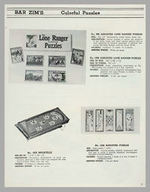 "THE LONE RANGER ASSORTED PUZZLES" BOXED SET WITH "BAR ZIM TOY MFG." CATALOGUE.