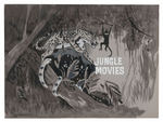 “LAUREL AND HARDY/JUNGLE MOVIES” TV STATION CAMERA CARD ORIGINAL ART CARD PAIR.