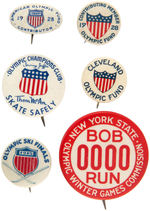 SIX SUMMER AND WINTER OLYMPIC BUTTONS FROM COLLECTIBLE PIN-BACK BUTTONS.