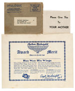 "CAPTAIN MIDNIGHT'S AWARD OF MERIT" WITH ENVELOPE.