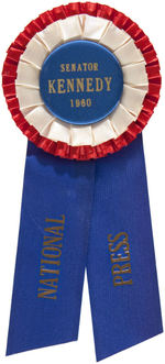 RARE "SENATOR KENNEDY 1960" ROSETTE/RIBBON FOR "NATIONAL PRESS".