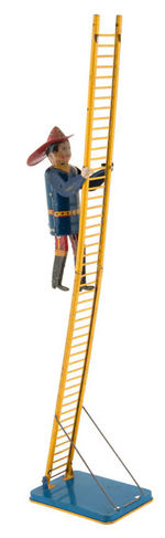 MARX "THE CLIMBING FIREMAN" WIND-UP TOY.