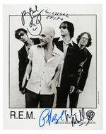 R.E.M. BAND SIGNED PUBLICITY PHOTO.