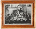 FDR FOUR PICTURES IN MATCHING OAK FRAMES.