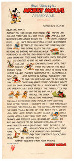 WALT DISNEY/RKO RADIO PICTURES OVER-SIZED ANNOUNCEMENT LETTER.