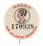 "MAGGIE" RARE COMIC PAGE CONTEST BUTTON FROM "THE ATLANTA GEORGIAN."