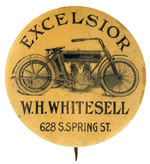 RARE MOTORCYCLE BUTTON PICTURING THE “EXCELSIOR.”