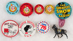 RINGLING/BARNUM CIRCUS BUTTONS AS WELL AS BARNUM FESTIVAL.