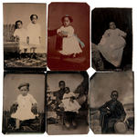 BLACK CHILDREN AND BABIES LOT OF EIGHT TINTYPES.