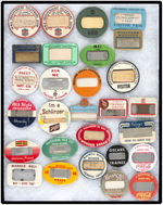 COLLECTION OF 28 CONVENTION BADGES MOST 1930s-1960s WITH MANY FAMOUS COMPANY'S.