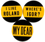 "ROLAND" SHOCK THEATRE PHILA. TV PROMO PICTURE AND BUTTON TRIO.