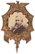 HARRISON REAL PHOTO ON BRASS SHELL PIN PLUS MEDAL DeWITT #1892-1.