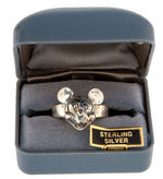 MICKEY MOUSE FIGURAL MATCHING PAIR OF RINGS IN 14KT. GOLD AND STERLING SILVER.