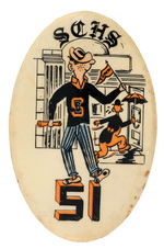 BEETLE BAILEY PICTURED ON 1951 PHILADELPHIA HIGH SCHOOL GRADUATION BUTTON.