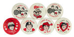 MONKEES SET OF SIX VENDING MACHINE BUTTONS PLUS OFFICIAL FAN CLUB BUTTON.