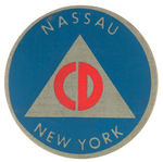 UNUSUAL CLOTH COVERED CIVIL DEFENSE BUTTON FROM "NASSAU NEW YORK."