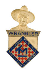 TOM MIX WRANGLER PROTOTYPE WITH BLUE BORDER AROUND RED CHECKERBOARD RALSTON LOGO.