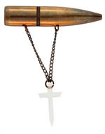 BRASS BULLET WITH LUCITE CROSS WORLD WAR II HAND-MADE PIN.