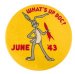 "WHAT'S UP DOC?" RARE BUGS BUNNY SCHOOL GRADUATION BUTTON.