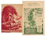 "THE BEAST FROM 20,000 FATHOMS" & "GODZILLA" MOVIE HERALD PAIR.