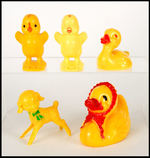 EASTER PLASTIC CHICKENS AND DUCKS.