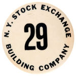 "N.Y. STOCK EXCHANGE BUILDING COMPANY" EMPLOYEE BADGE C. LATE 1940s.