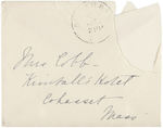 EDITH ROOSEVELT HAND WRITTEN NOTE ON "SAGAMORE HILL" STATIONERY WITH JULY 3/4, 1900 POSTMARKS.