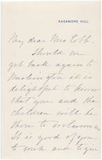 EDITH ROOSEVELT HAND WRITTEN NOTE ON "SAGAMORE HILL" STATIONERY WITH JULY 3/4, 1900 POSTMARKS.