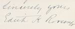 EDITH ROOSEVELT HAND WRITTEN NOTE ON "SAGAMORE HILL" STATIONERY WITH JULY 3/4, 1900 POSTMARKS.
