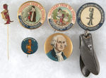 CREAM SEPARATOR GROUP OF FIVE ADVERTISING BUTTONS PLUS ENAMEL STICKPIN.