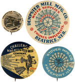 FOUR WIND MILL BUTTONS INCLUDING “CHALLENGE” RARITY.