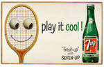 "PLAY IT COOL! ' FRESH UP' WITH  SEVEN-UP" TENNIS THEME LARGE SIGN.