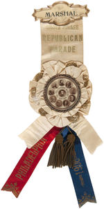 EXQUISITE 1906 ROOSEVELT  REPUBLICAN PARADE MARSHAL RIBBON BADGE.