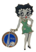 BETTY BOOP IN RAREST COLOR DRESS PLUS "NEW YORK WORLD'S FAIR 1939" CHARM.