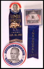 DWIGHT EISENHOWER 1953 INAUGURATION BADGE/BUTTON LOT.