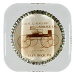 "THE W. C. KOLLER CARRIAGE CO." GLASS PAPERWEIGHT.