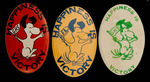 SNOOPY "HAPPINESS IS VICTORY" OVAL HIGH SCHOOL BUTTONS.