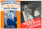 "COMBATING CRIME VIA TWO WAY POLICE RADIO" CATALOG/"ARRESTOLARM" PROMO FLIER.