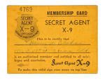 "SECRET AGENT X-9" MEMBER'S CARD 1930s.