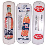 MISSION/SUN CREST/DOUBLE COLA THERMOMETER LOT.