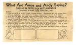 AMOS 'N' ANDY CANDY BAR CONTEST WRAPPER.