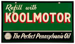 “REFILL WITH KOOLMOTOR/CITIES SERVICE” TWO SIDED EMBOSSED SIGN.